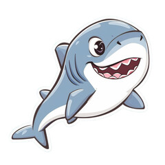 Naklejka premium Vector illustration of a shark cartoon.