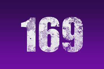 flat white grunge number of 169 on purple background.	
