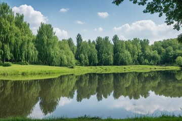 Fototapeta premium landscape with lake