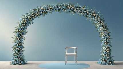 Flower arch on a blue background