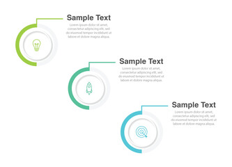 Vector template circle infographics. Business concept with 3 options and parts. Three steps for content, flowchart, timeline, levels