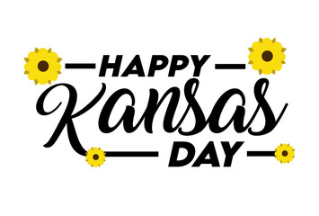 happy kansas day with sunflowers