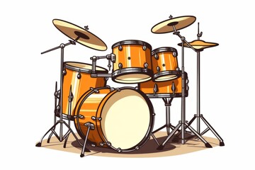 Drawing of a Drum Set on a White Background