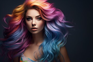 Woman With Multicolored Hair Posing for a Picture