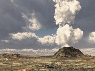 Vulkanausbruch in einer Landschaft