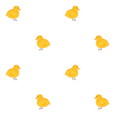 Seamless pattern with yellow chickens