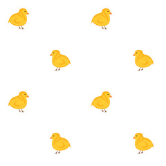 Seamless pattern with yellow chickens