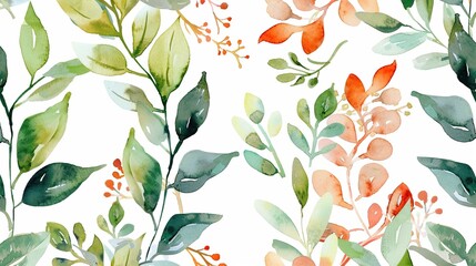 Botanical watercolor wallpaper pattern