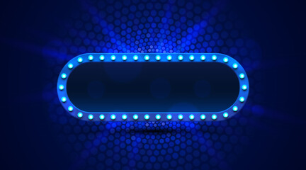 Light frame label, event bar casino, show signboard. Vector illustration
