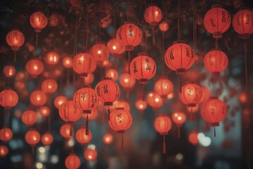 red lanterns in the night