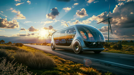 Naklejka premium an eco-friendly transportation system powered by renewable energy.