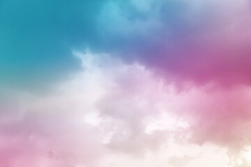 Naklejka na ściany i meble Pink Blue sky and white clouds