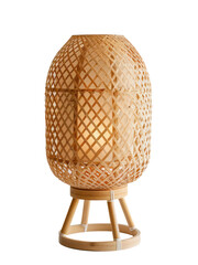 bamboo woven lamp with stand, png file of isolated cutout object on transparent background.