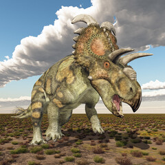 Dinosaurier Albertaceratops in einer Landschaft