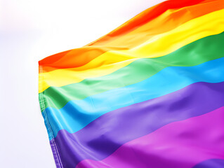 Colorful lgbtq flag background with white copy space for text