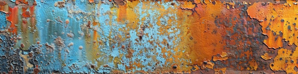 Vibrant Rust and Peeling Paint Texture on Metal Surface