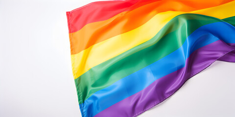 Colorful lgbtq flag background with white copy space for text