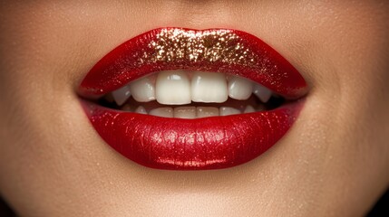 Obraz premium close up of beautiful woman lips isolated with lip glossclose up of beautiful woman lips isolated with lip gloss