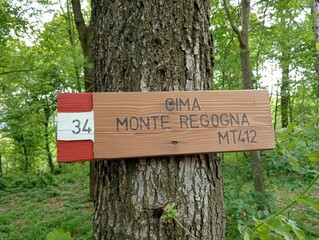 mountain trail signposts in northern Italy