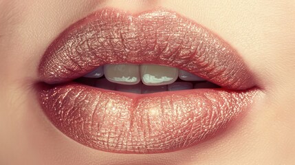 Obraz premium close up of beautiful woman lips isolated with lip glossclose up of beautiful woman lips isolated with lip gloss