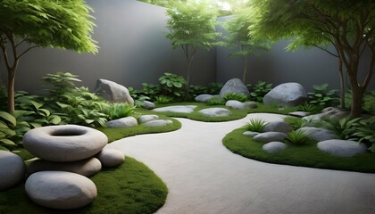 Tranquil Zen Inspired Meditation Garden With A Se Upscaled 6