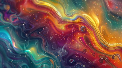 Colorful, wavy pattern with swirls of oil and water