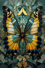 Intricate Symmetrical Butterfly Design: Perfectly Mirrored Geometric Shapes