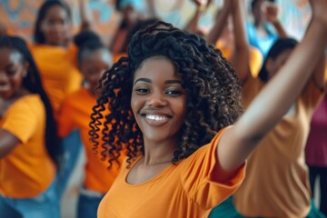 Obraz premium Active African American Friends Exercising in Dance Class