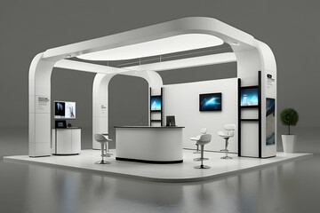 3d rendering exhibition booth on blank background