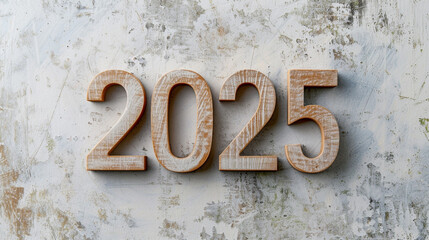 a photo text of word " 2025" on flate white background