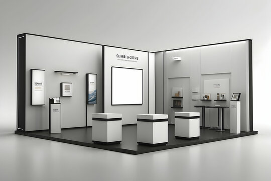3d rendering exhibition booth on blank background