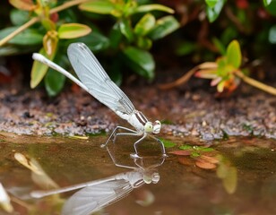 dragon fly in a puddle