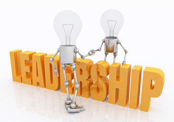 Zwei Glühbirnen Figuren mit dem Wort Leadership