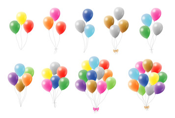 まとまった風船のカラフルベクターセット © Studio Trinity