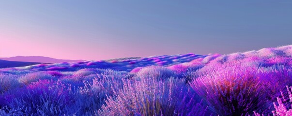 Serene Lavender Fields at Sunset with Vibrant Purple Hues