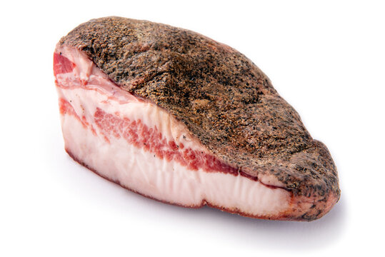 Pezzo di guanciale, tipico salume italiano di maiale speziato  e utilizzato per le principali ricette di pasta italiana  