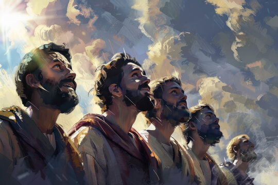 Witnessing Jesus Ascension from Above, the Ascension of Christ, the ascension of Jesus into heaven, a holiday celebrated by Christians.