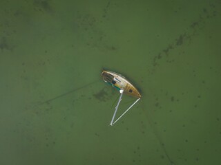 Sunken abandoned yatch in Lake Tahoe.  Tahoe Keys, South Lake Tahoe, California, United States of...