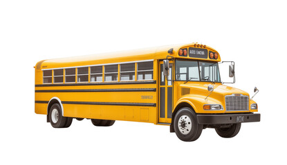 Classic yellow school bus isolated on transparent background. Generative AI