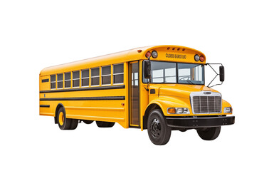 Classic yellow school bus isolated on transparent background. Generative AI