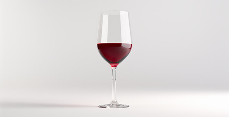 A glass with red wine isolated on white background, negative copy space. Rose wine splashing in glassware.