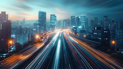 Fototapeta premium Futuristic cityscape with sleek skyscrapers and innovative infrastructure