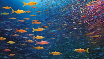 Fototapeta na wymiar Visualize An Underwater World Where Schools Of Fi