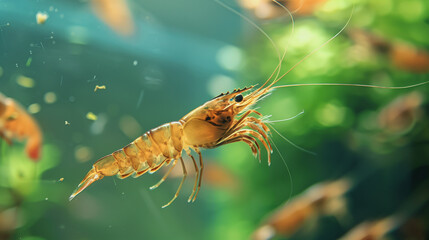 Shrimp swimming in the pond, shrimp for sale.
