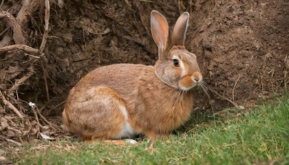 Naklejka na ściany i meble a-brown-rabbit-blending-into-its-surroundings- 3