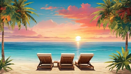 Obraz premium Summer beach landscape. Luxury vacation and holiday concept, summer travel banner