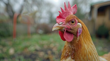 A flock of Organic Free Range wild Chickens on a traditional poultry farm