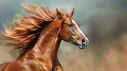 Fototapeta premium Capture the gracefulness of a horse with its mane flowing in the windWater color, hand drawing