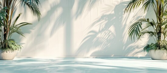 Summer-themed backdrop with a white empty area for a logo or text, suitable for displaying images or text.
