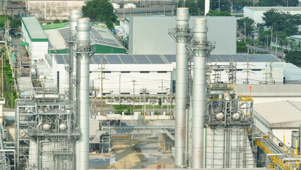 From above, the urban power plant resembles a high-tech sanctuary, generating electric energy to...
